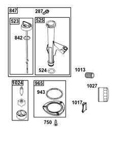 Lubrication Group Diagram and Parts List for 40N877-0053-B5  Briggs and Stratton Engine